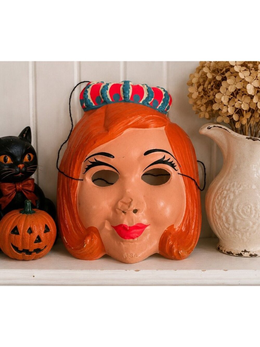 Vintage Collegeville Fairy Queen Halloween Mask 1960s Vacuform Plastic USA
